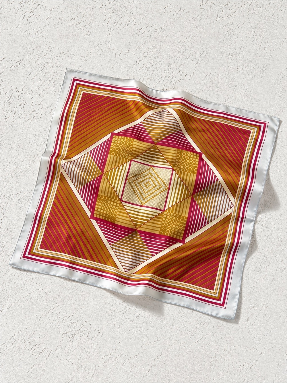 Vintage 100% Silk Geometric Scarf